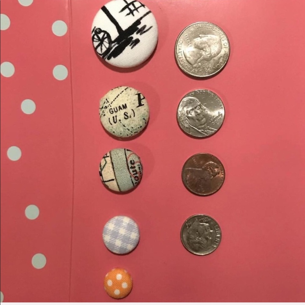 V-Shape Pattern Handmade Button Earrings - Picture 3 of 3